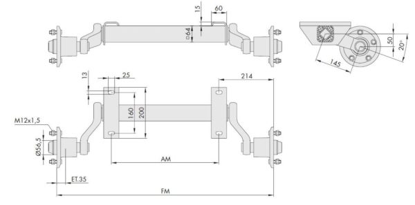 Άξονες WAP γερμανίας χωρίς φρένο 650-850 kg - Image 2